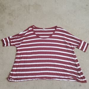AG Adriano Goldschmied oversized stripe top burgundy white medium